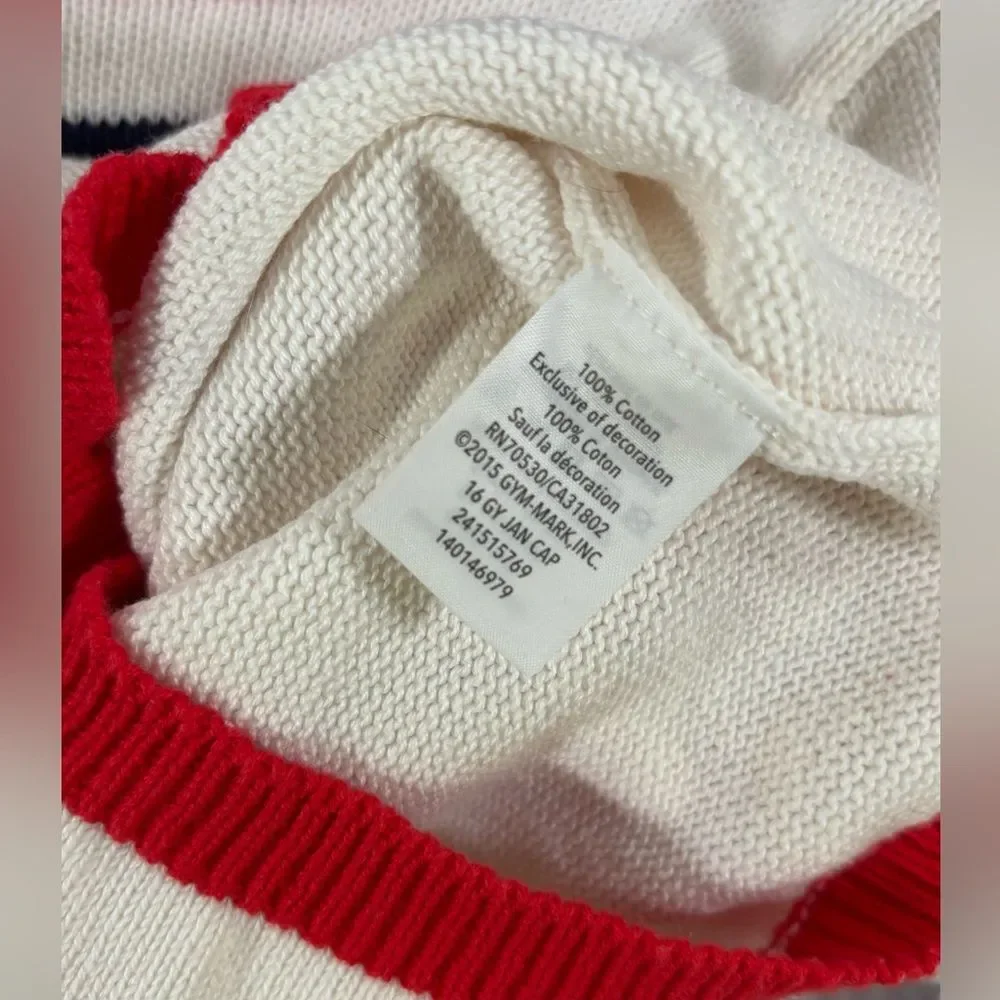 Gymboree Retro Cream Red Trim Puppy with Bow Cute Cottagecore Sweater 2T